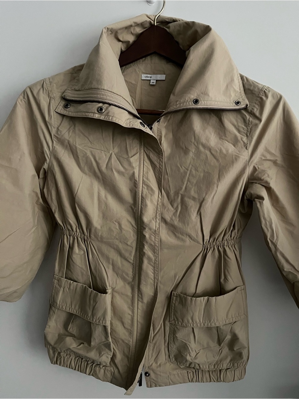 Vince Light Beige Utility Anorak Jacket XS Fits Size 4